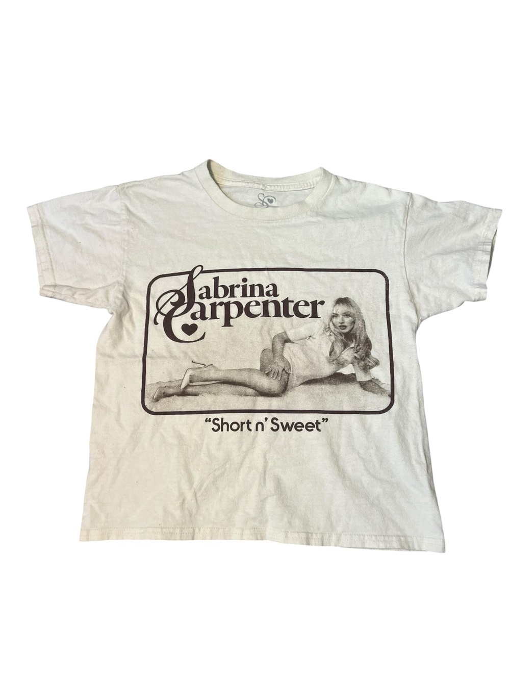 XXS Sabrina Carpenter White Graphic Tee - "Short n' Sweet"